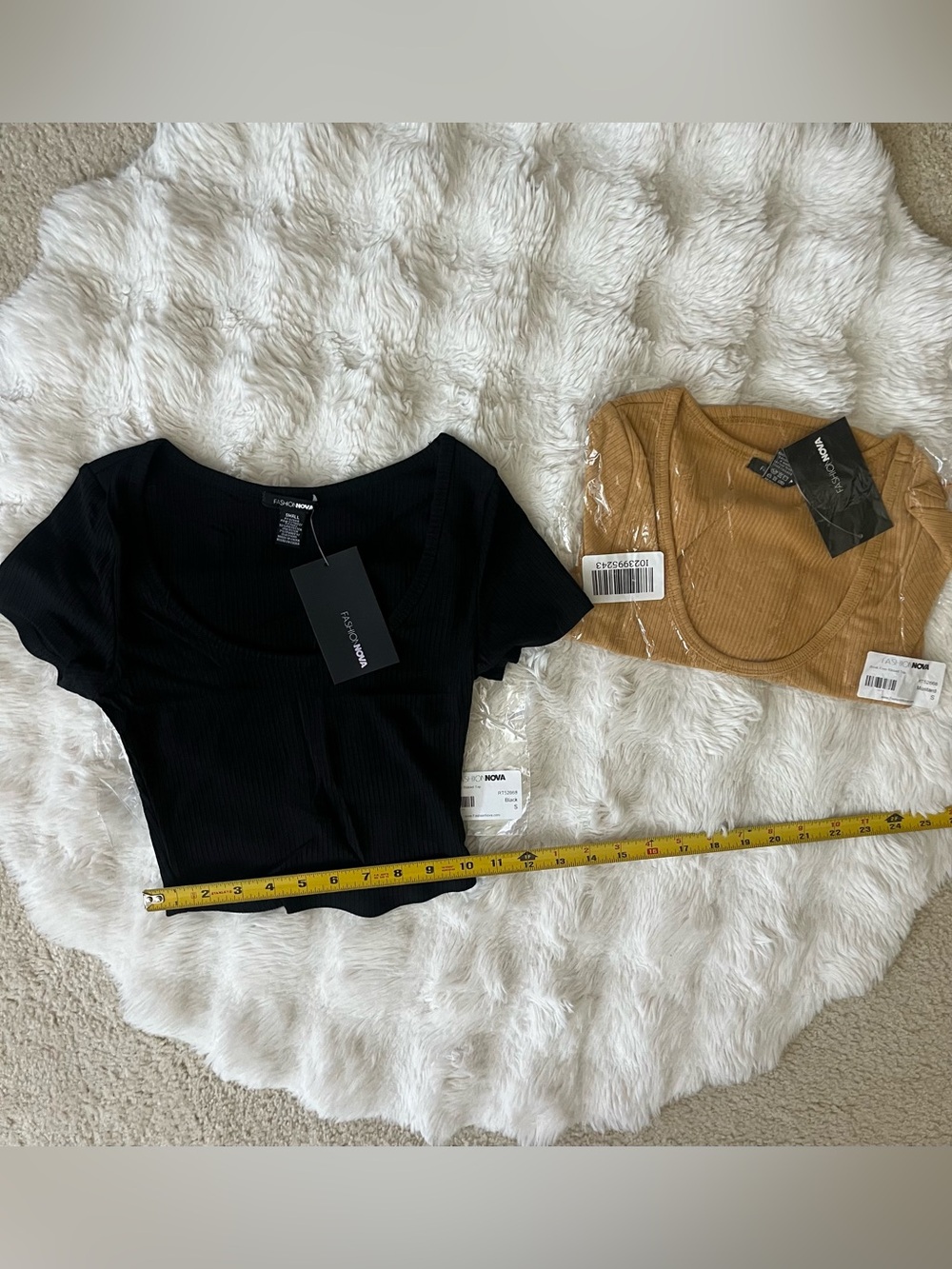 ✨NWT Ribbed Crop Short Sleeve Top Black & Mustard Yellow BUNDLE